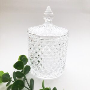Glazen pot met deksel watjes