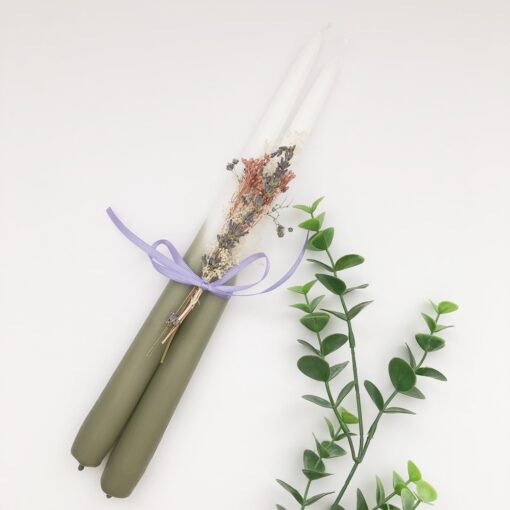 Kaarsen lang dipdye wit eucalypthus