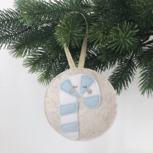 Kerst ornament pastelblauw candy cane