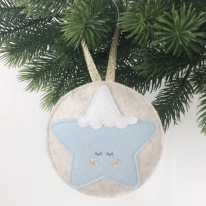 Kerst ornament pastelblauw ster