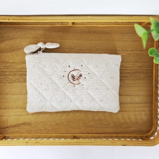 Etui klein embroidery beige