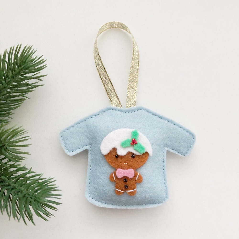 Foute Kersttrui gingerbread man lichtblauw