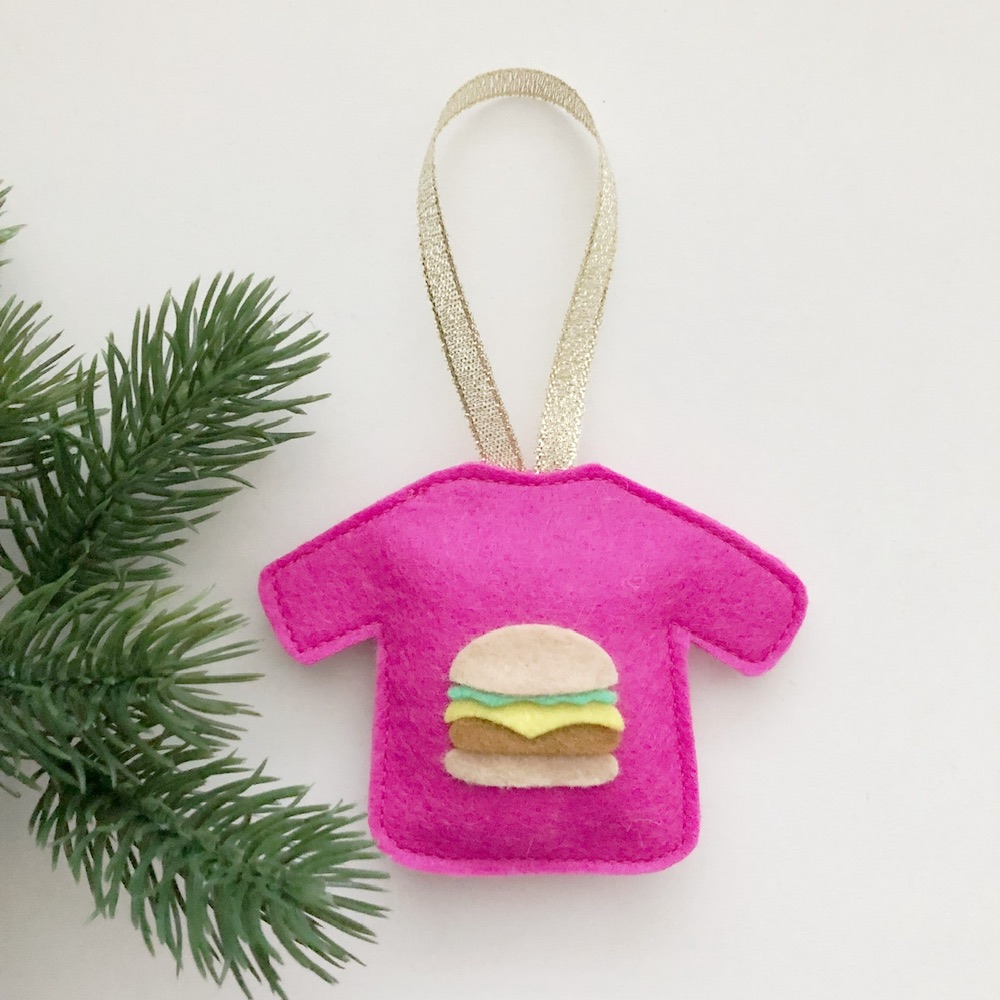 Foute Kersttrui hamburger felroze