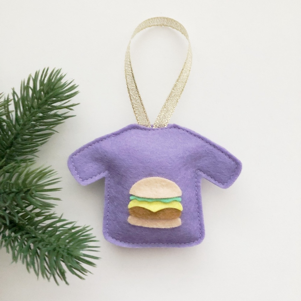 Foute Kersttrui hamburger lavendel