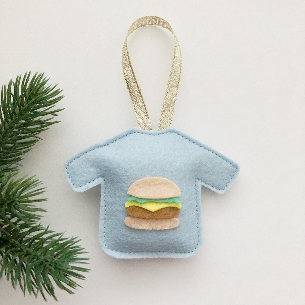 Foute Kersttrui hamburger lichtblauw