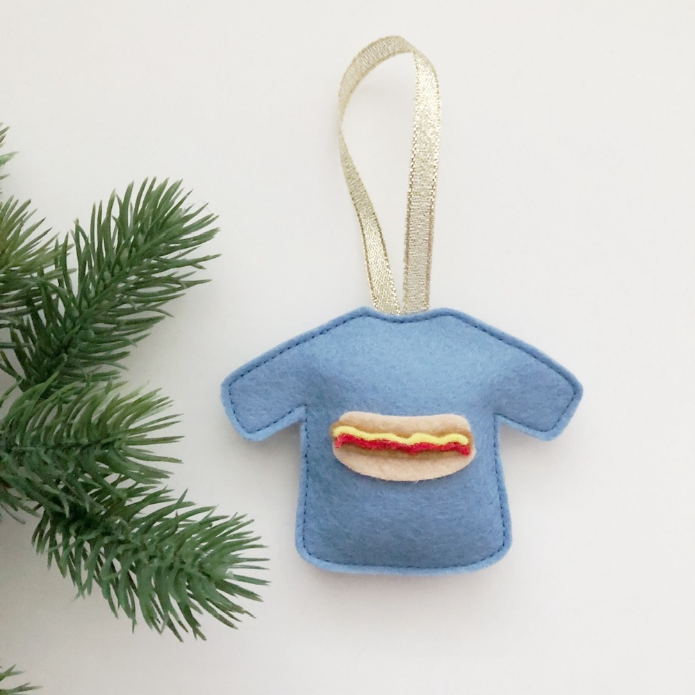 Foute Kersttrui hotdog blauw
