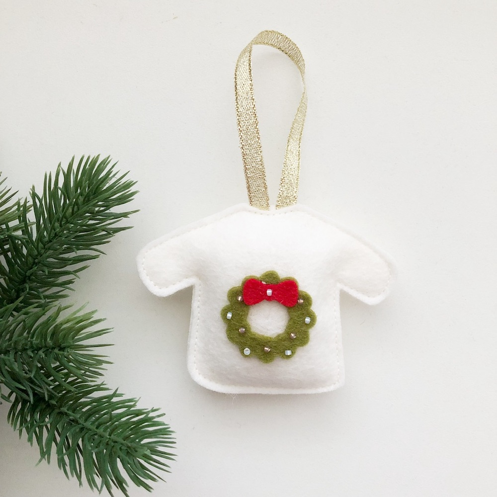 Foute kersttrui krans wit