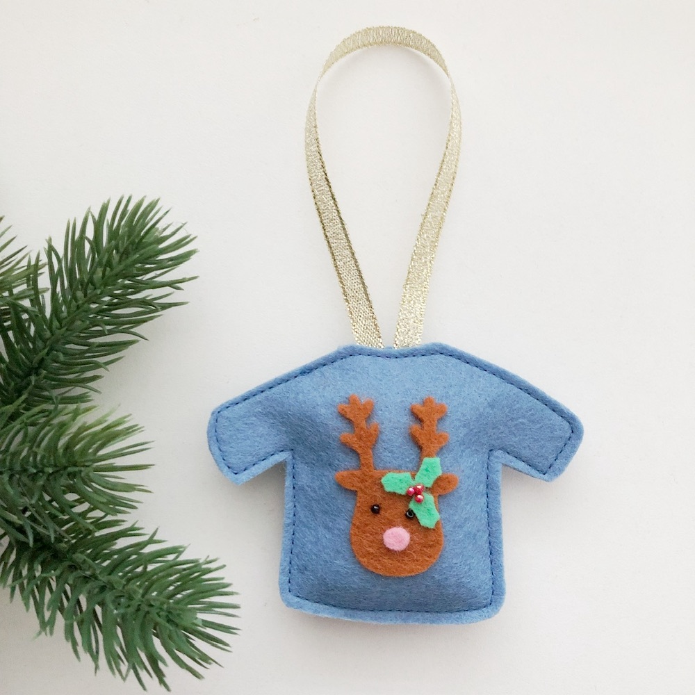 Kersttrui rendier blauw