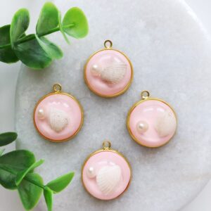 Steekmarkeerder cabochons schelp roze