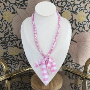 Ketting stof ruitjes roze