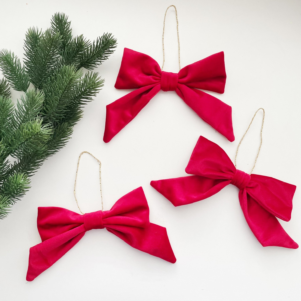 Kerst strikken fluweel roodroze