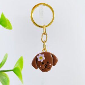 Sleutelhanger hond met bloem