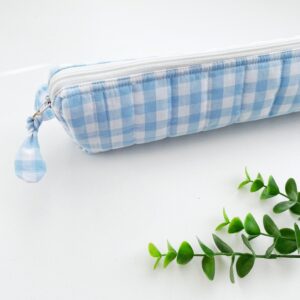 Breinaalden etui gingham blauw