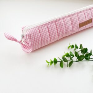Breinaalden etui gingham roze