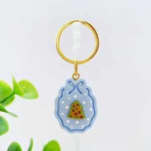 Sleutelhanger lijstje blauw kerstboom