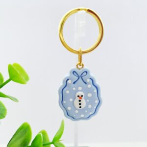 Sleutelhanger lijstje blauw sneeuwpop