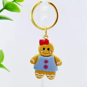 Sleutelhanger peperkoek jurkje blauw