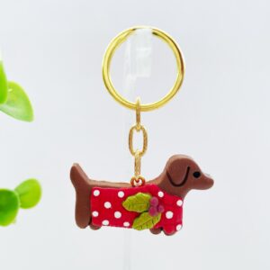 Sleutelhanger teckel rood hulst