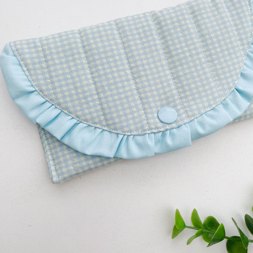 Zonnebril etui blauw geruit blauw ruche