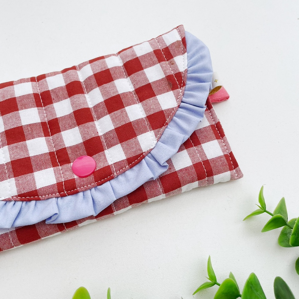 Zonnebril etui brick ruiten blauw ruche
