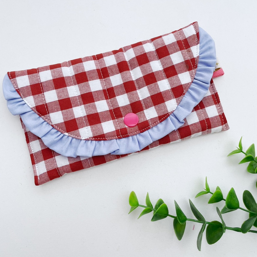 Zonnebril etui brick ruiten blauw ruche