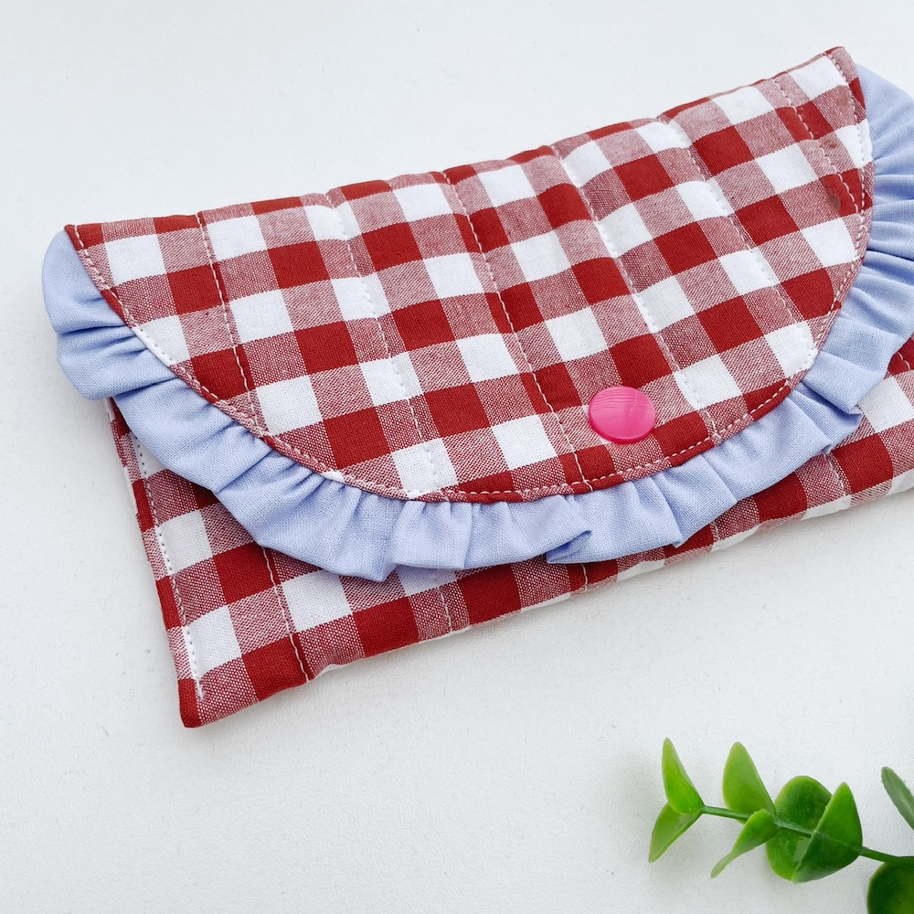 Zonnebril etui brick ruiten blauw ruche