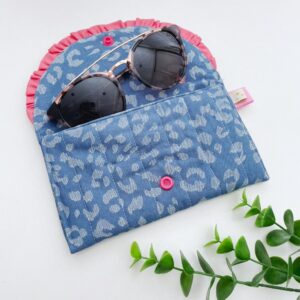 Zonnebril etui jeans animal koraal ruche