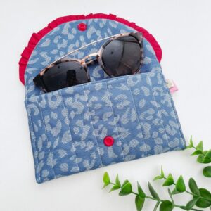 Zonnebril etui jeans animal rood ruche
