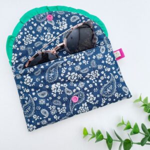 Zonnebril etui jeans paisley groen ruche