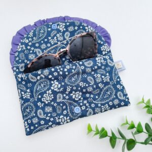 Zonnebril etui jeans paisley paars ruche
