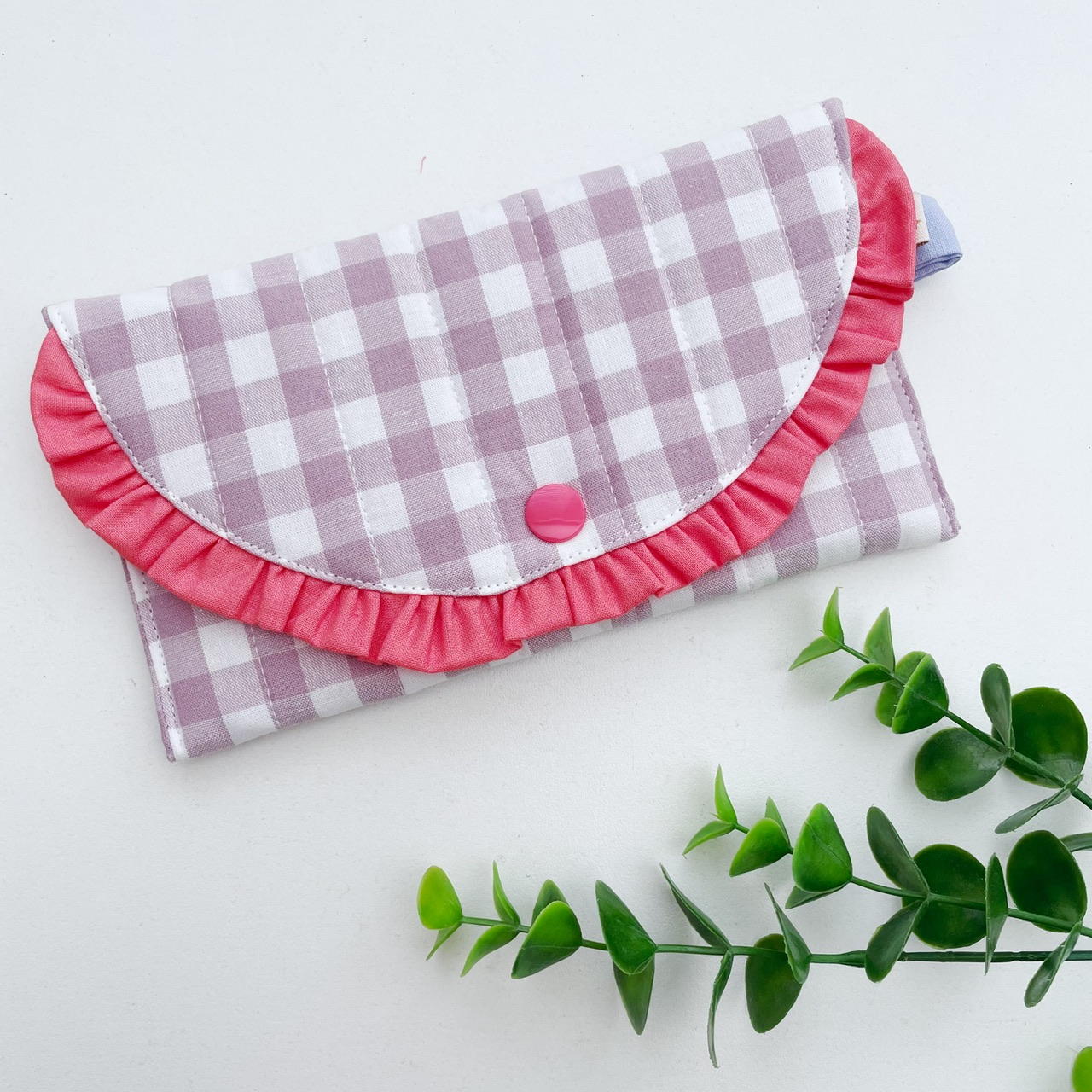 Zonnebril etui plum geruit koraal ruche